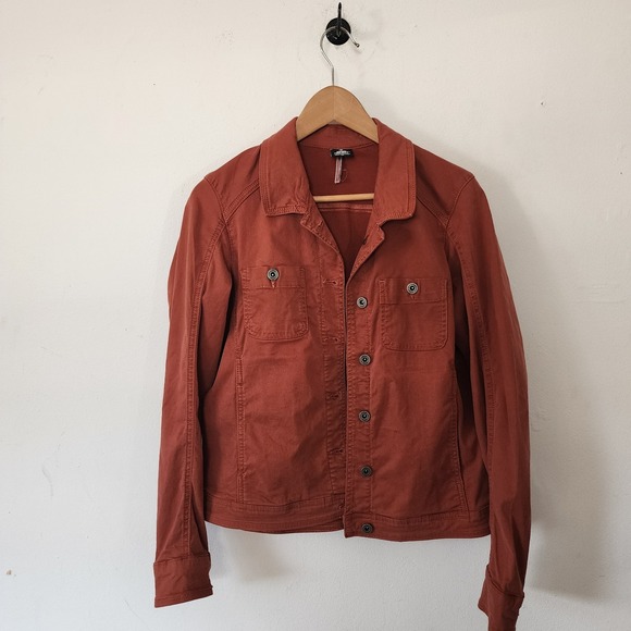 Womens Kuhl Projekt Jacket Burnt Orange Size Medium Button Down Denim Jacket